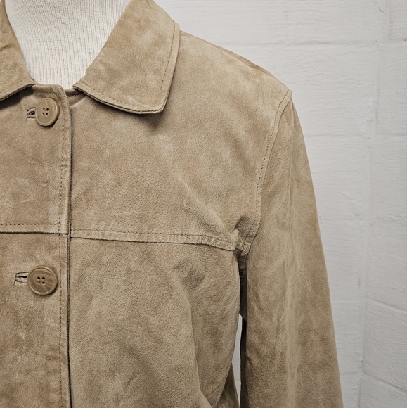 Moda International 90s Suede Leather Jacket in Camel Size Large Tall - Picture 7 of 12